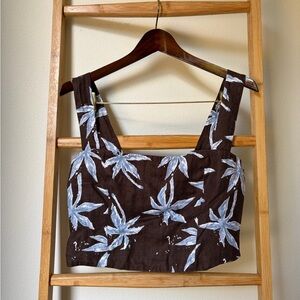 Reformation 100% Linen Via Crop Top